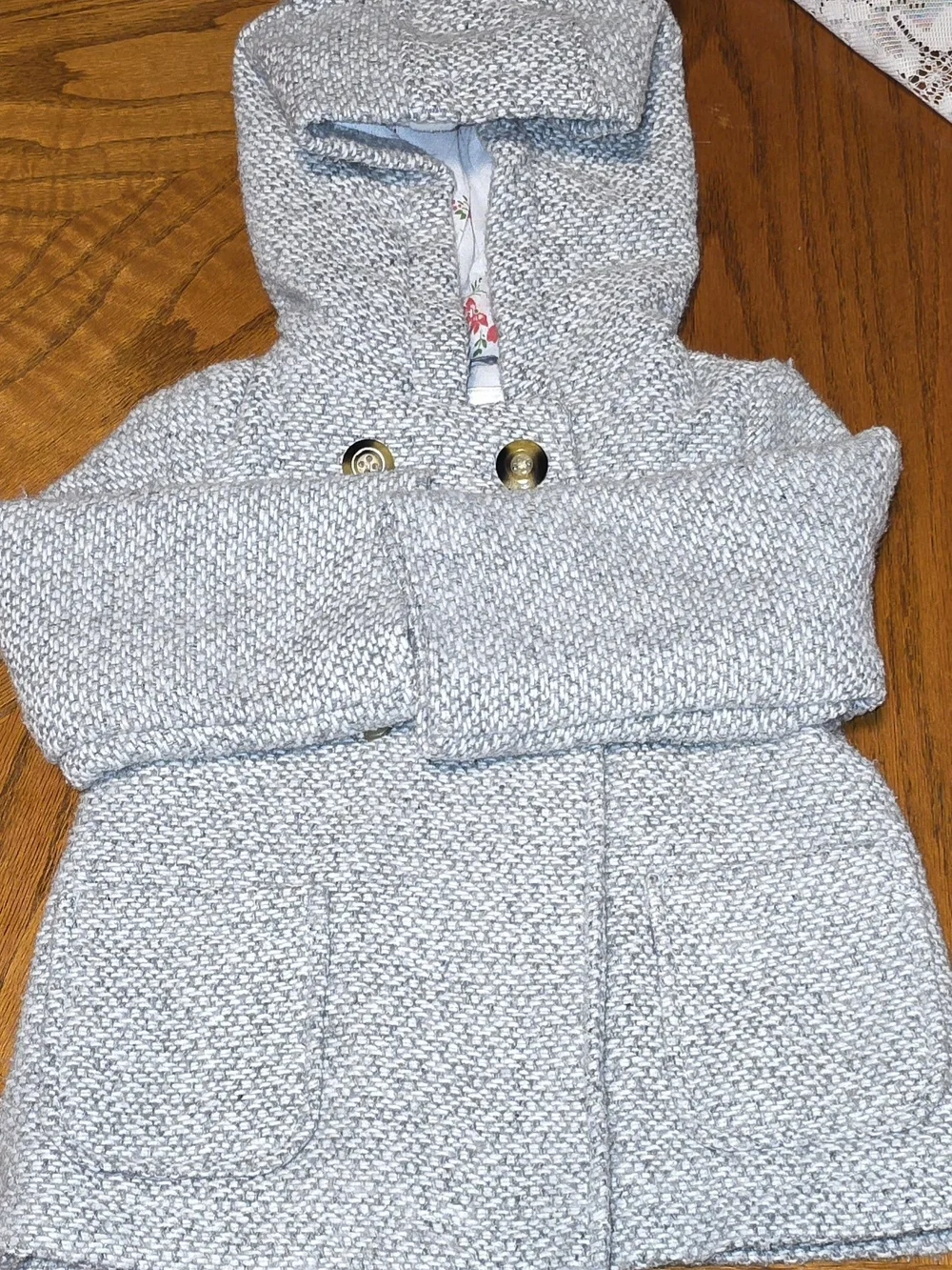 Carter's Light Gray Hooded Pea Coat
